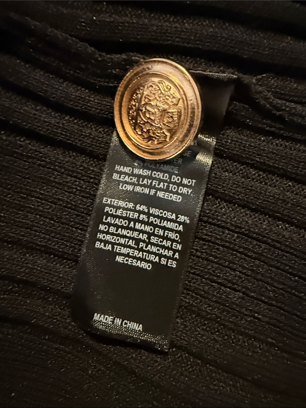 Lulu's Black Ribbed V‑Neck Midi Dress with Gold Buttons - Picture 8 of 9
